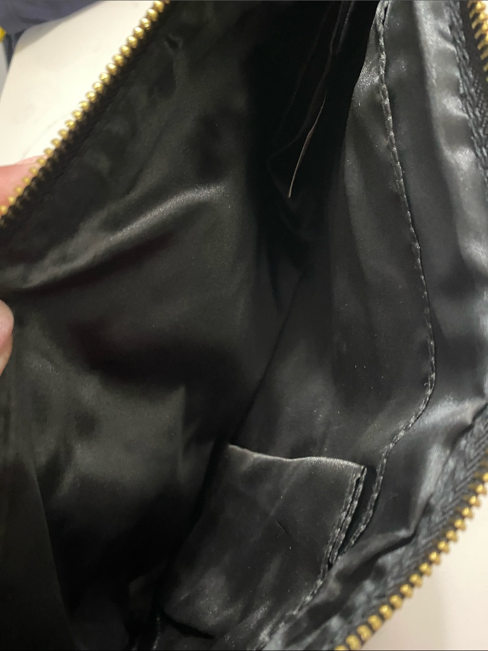 Joy & Iman Black Faux Leather and Suede Clutch with Gold Trim - Picture 4 of 5